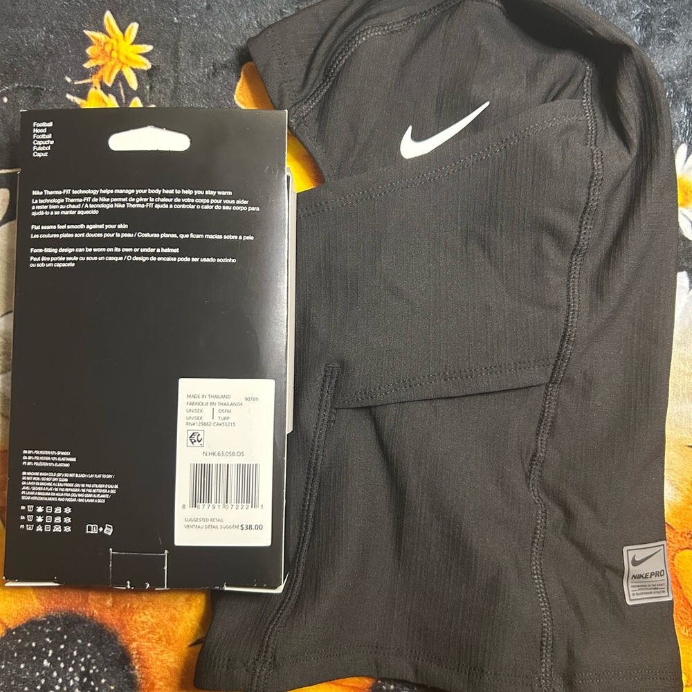 Nike Black and White Hooded Pro Dri-FIT Top Ski Mask